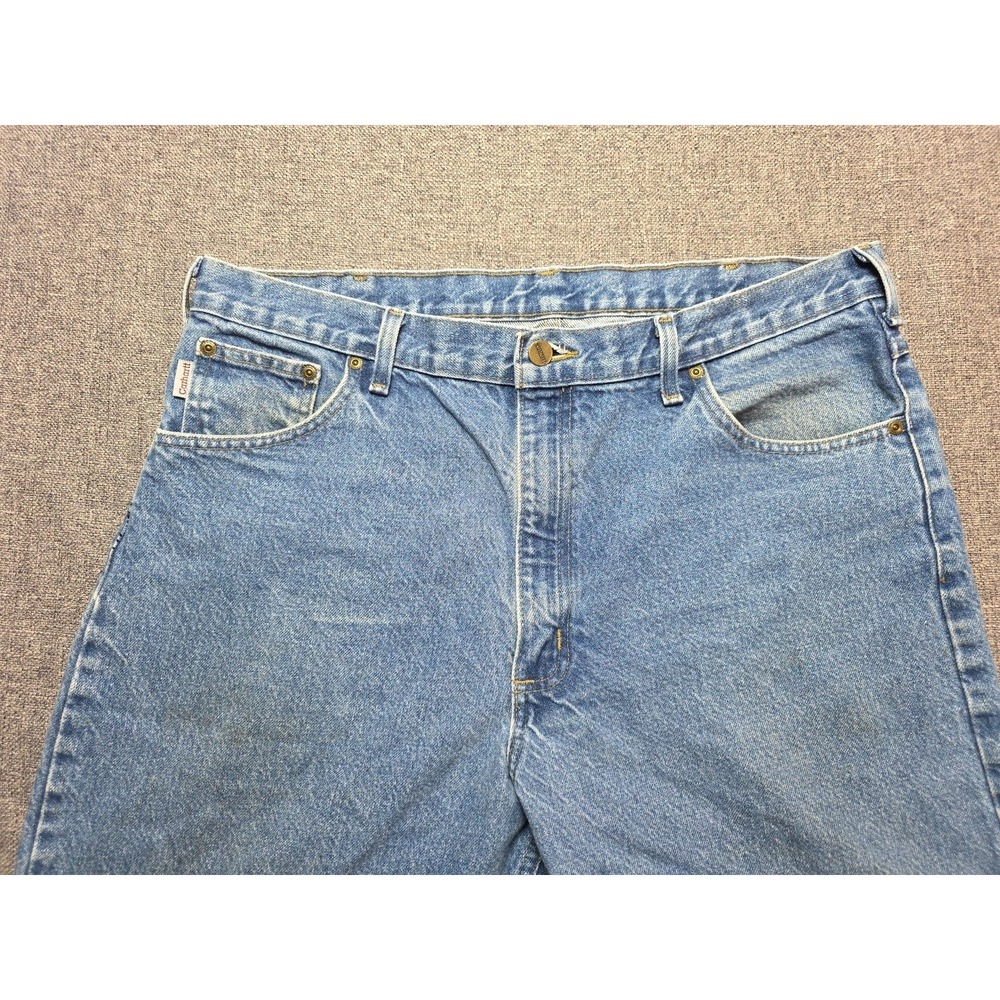 Carhartt 38x32 B113 DST Straight Leg High Rise Medium Blue Wash Men's‎ Jeans